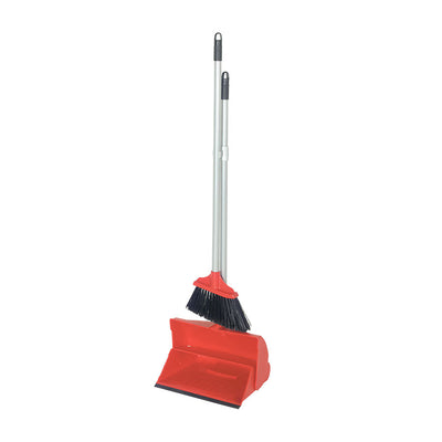 LOBBY DUSTPAN AND BRUSH PLASTIC RED     