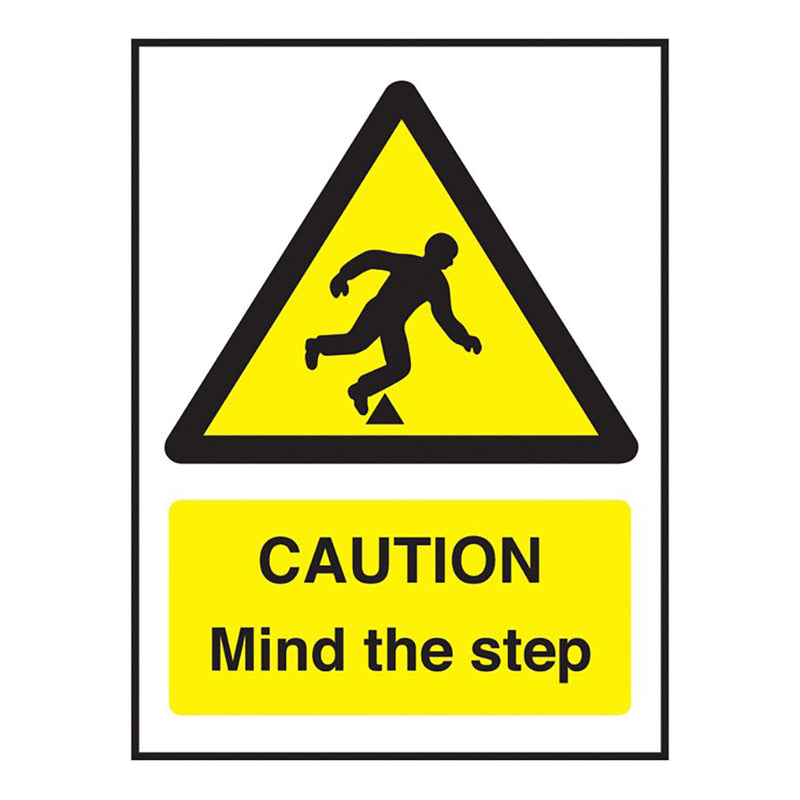 CAUTION MIND THE STEP SIGN 150X200MM NR 