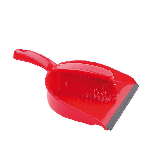DUST PAN & BRUSH SET STIFF RED          