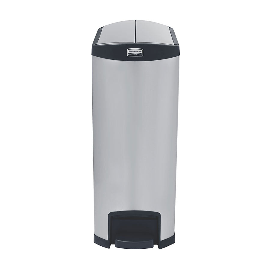 SLIM STEP-ON BIN ENDSTEP BLACK TRIM 90L 