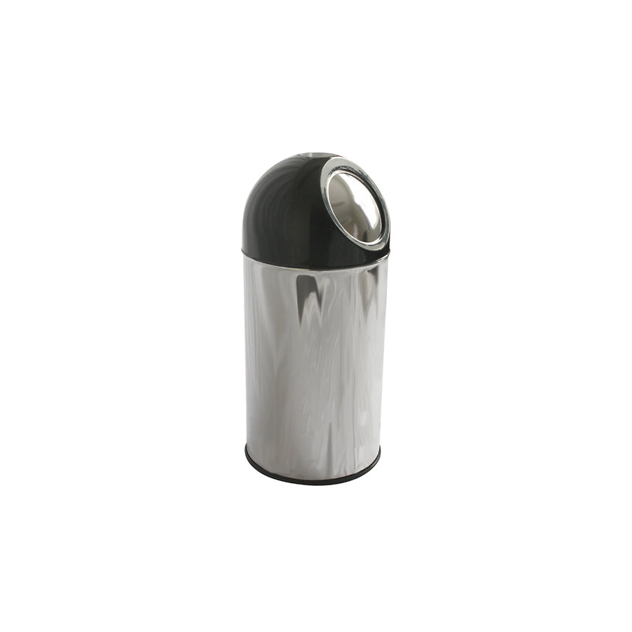 PUSH BIN S/S BLACK DOME 40LTR           