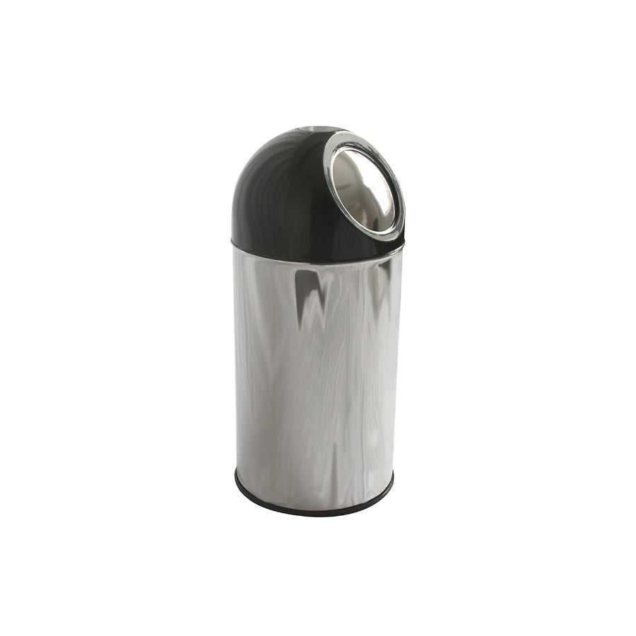 PUSH BIN S/S BLACK DOME 55LTR           
