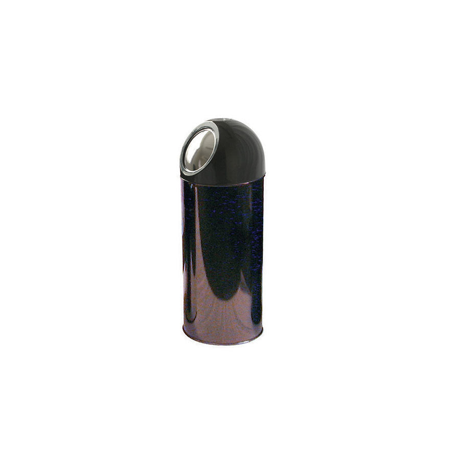 PUSH BIN BLK STEEL W/BLACK DOME 40LTR   