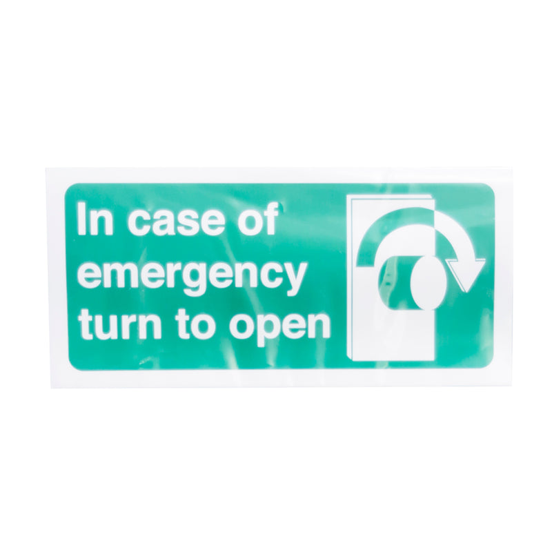 TURN TO OPEN CLOCKWISE SIGN 100X200MM   