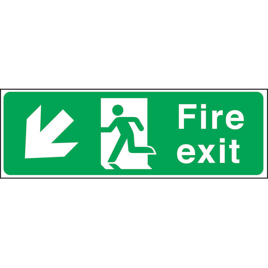 FIREEXIT LEFT DOWN ARROW SIGN150X450MMNR