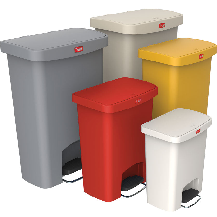 SLIMSHAPE STEPON BIN 50L GREY FRONT STEP