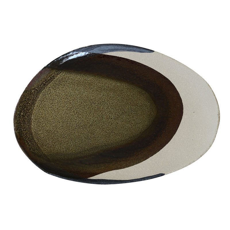 JARS WABI SEIDOU GRN/BLK OVAL DISH 36X25 x2