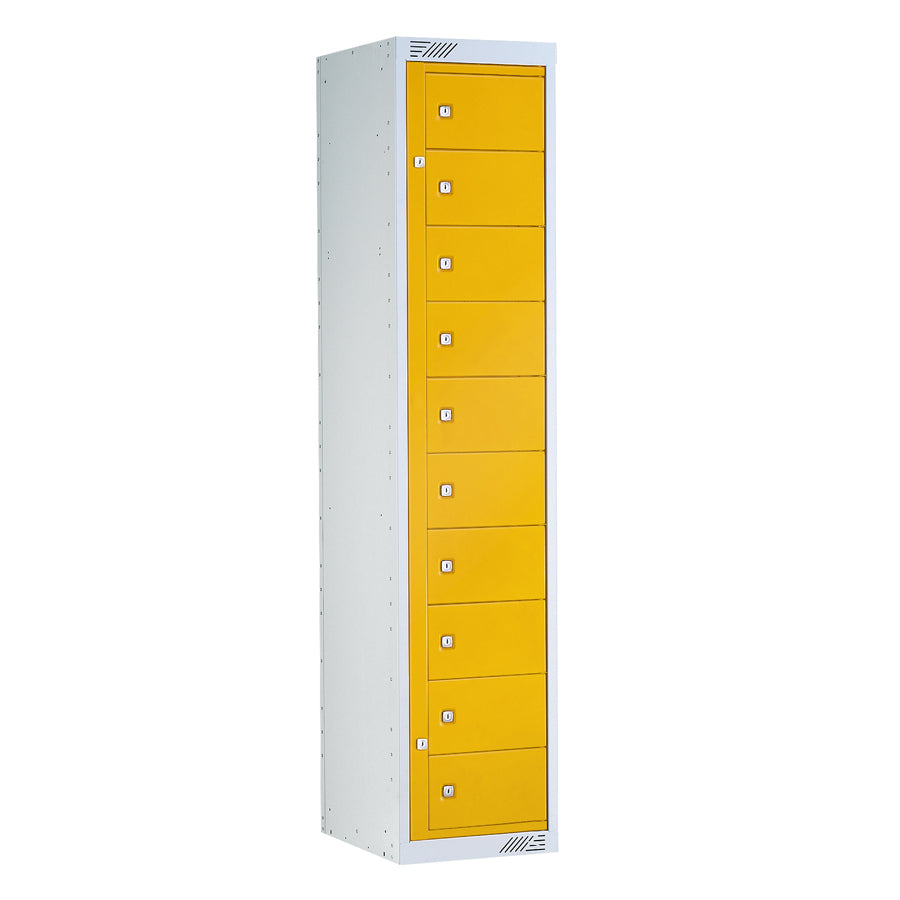 GARMENT DISPENSE LOCKER 10 DOOR GRY/YLLW