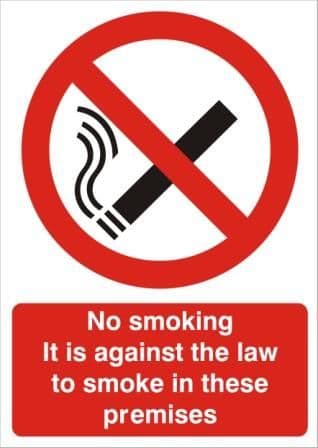 Safety Signs - No Smoking Its Against The Law Sign 200x150mm Self Adhesive Vinyl For Instant Application