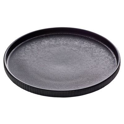 NARA BLACK FLAT RELIEF PLATE 27CM        x6