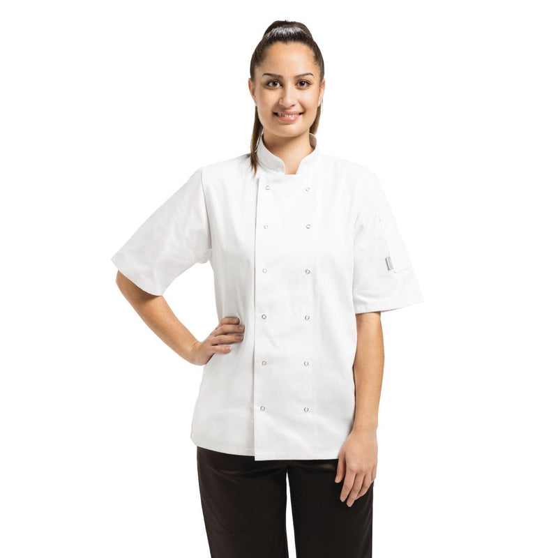 Vegas Chefs Jacket Short Sleeve White Polycotton - Size L