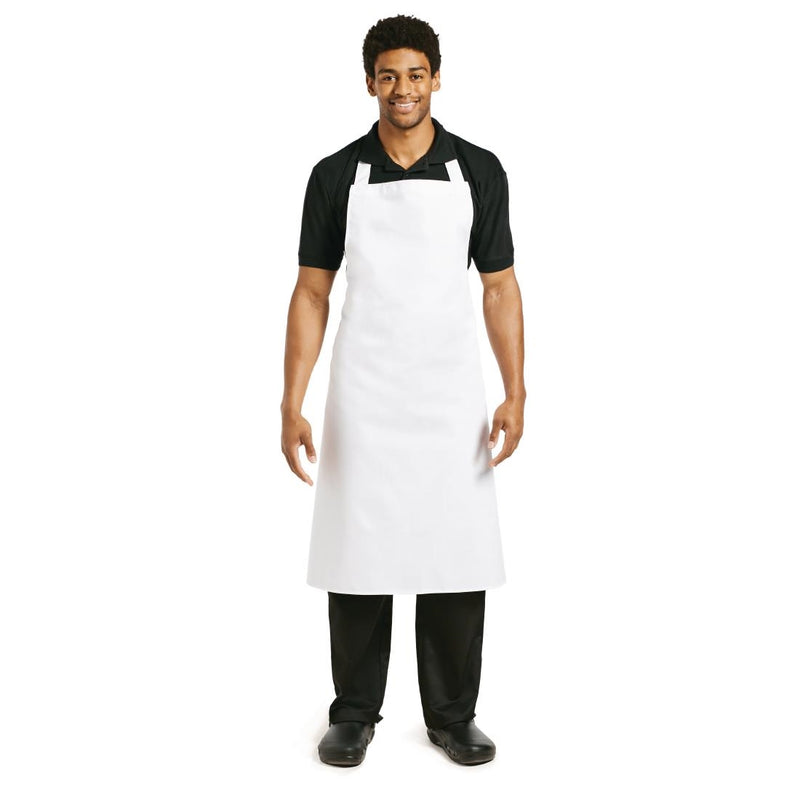 Bib Apron White with Eyelets Polycotton Extra Large - 36-42"