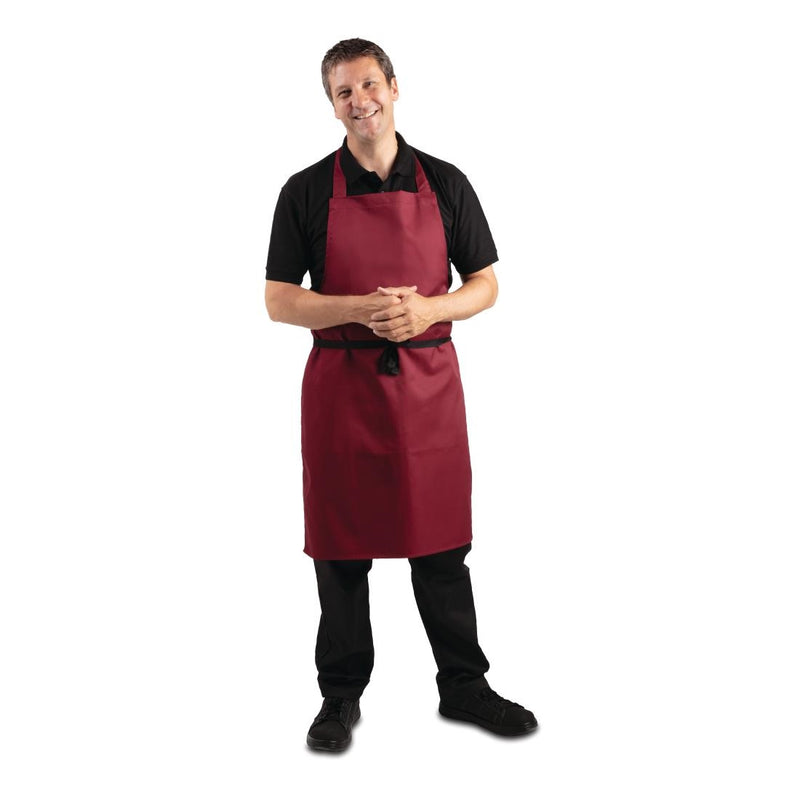 Whites Bib Apron Polycotton Burgundy