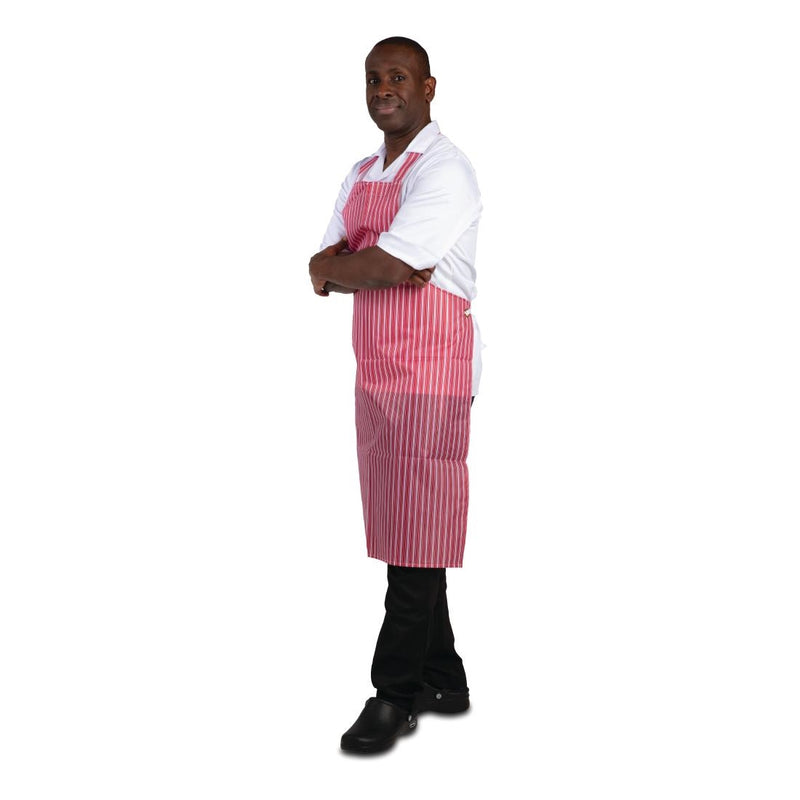 EDLP Whites Waterproof Apron Red/White Stripe