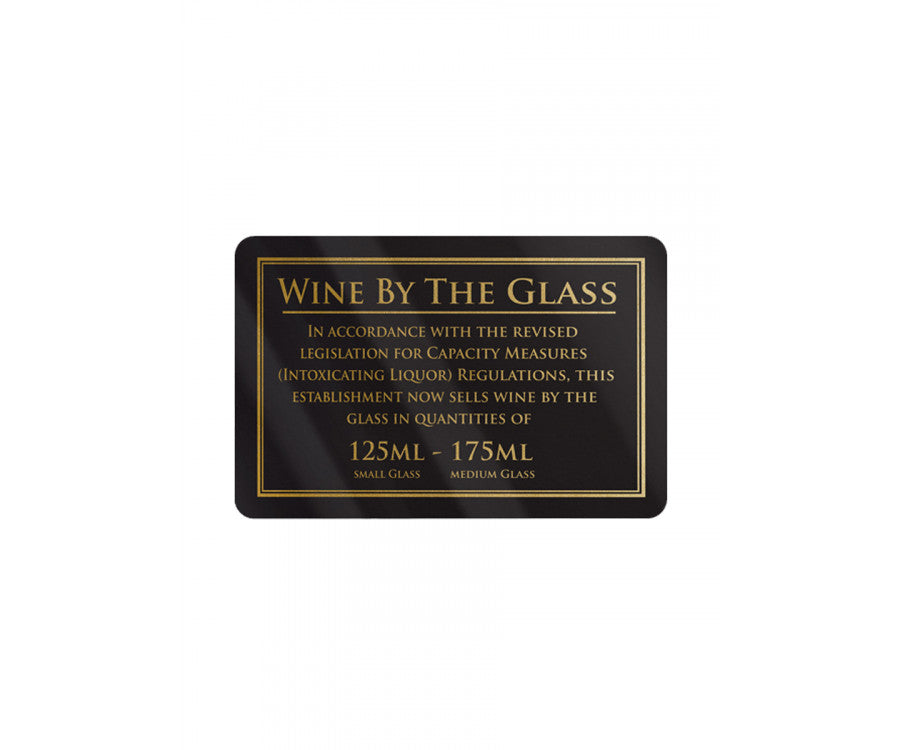Rigid Gloss Black 1.5mm 125 & 175ml Wine by the Glass Bar Notice 110mm x 170mm