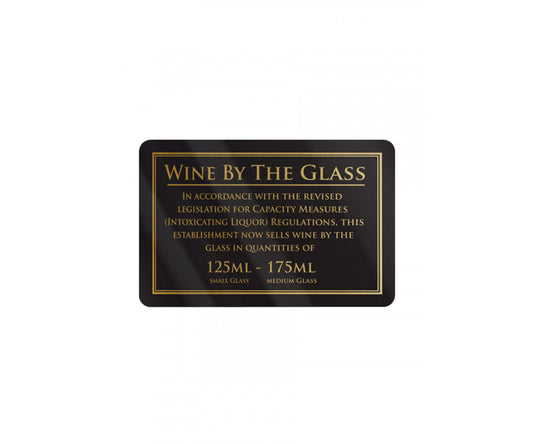 Rigid Gloss Black 1.5mm 125 & 175ml Wine by the Glass Bar Notice 110mm x 170mm