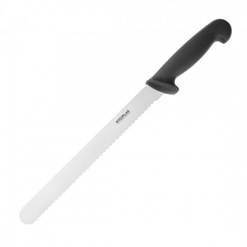 Hygiplas Serrated Slicer Black 24.8cm - Blade Length: 10". Weight: 120g