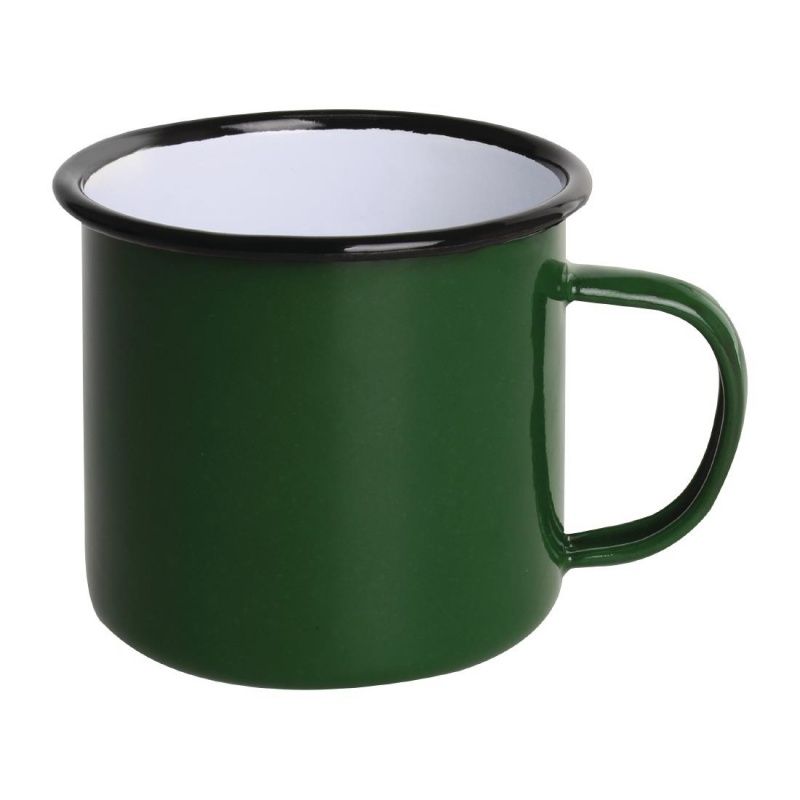 Enamel Mugs Green 350ml 12.5oz x 6