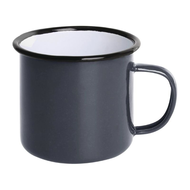 Enamel Mug Grey 350ml 12.5oz x 6