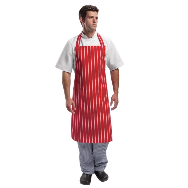 Whites Bib Apron Red/White Stripe